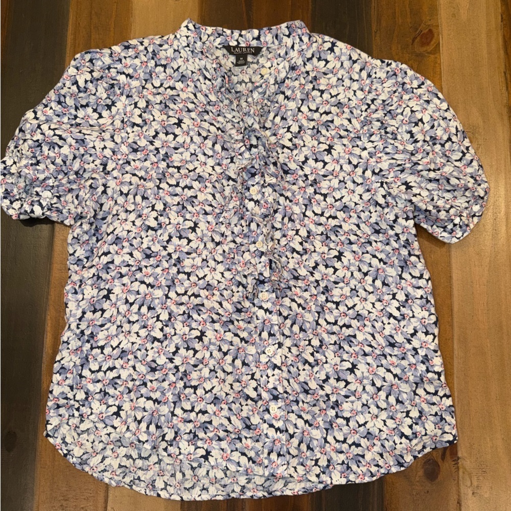 Lauren Ralph Lauren Black Label Floral Ruffle-Trim shirt